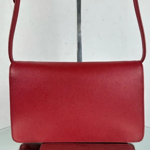 PRADA LEATHER MINI BAG RED GHW - Picture 4 of 13